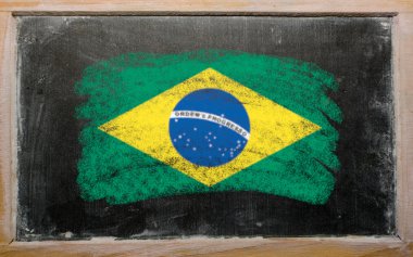 Flag of Brazil on blackboard painted with chalk clipart