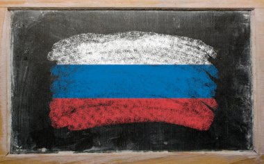 Flag of Russia on blackboard painted with chalk clipart