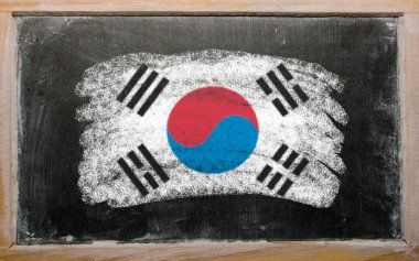 Flag of South Korea on blackboard painted with chalk clipart