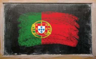 Flag of Portugal on blackboard painted with chalk clipart