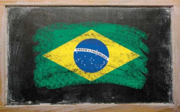 Flag of Brazil on blackboard painted with chalk — Stock Photo, Image