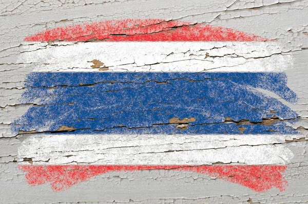 Vlag van thailand op houten textuur grunge geschilderd met krijt — Stockfoto