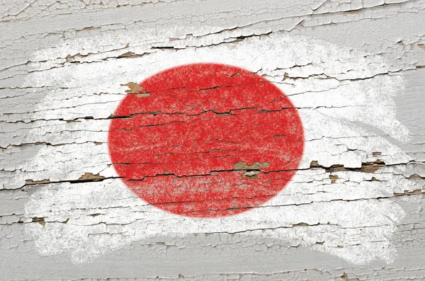 グランジ木製テクスチャ チョークで描かれた日本の国旗 — ストック写真