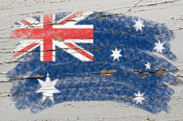 Флаг Австралии на гранжевой деревянной текстуре, окрашенной мелом — стоковое фото