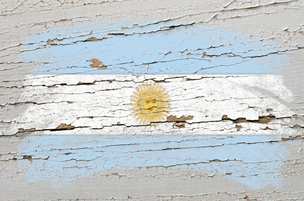 Flag of Argentina on grunge wooden texture painted with chalk — Stock Photo, Image