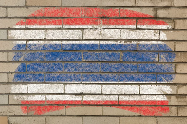 Vlag van thailand van op grunge bakstenen muur geschilderd met krijt — Stockfoto