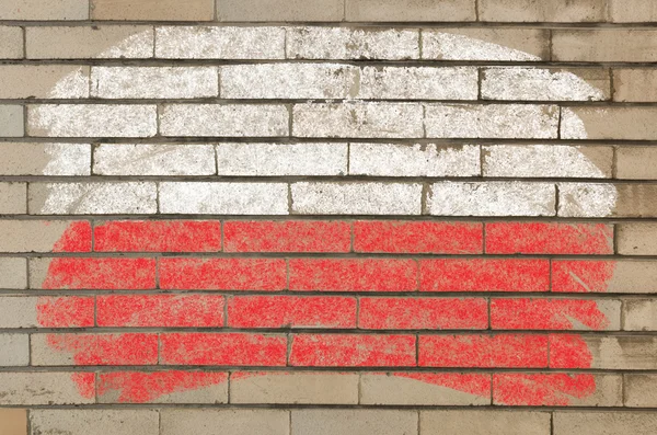 チョークで描かれた不潔なれんが造りの壁にポーランドの旗 — ストック写真