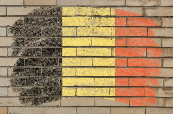 मकई के साथ चित्रित ग्रंज ईंट दीवार पर बेल्जियम का ध्वज — स्टॉक फ़ोटो, इमेज