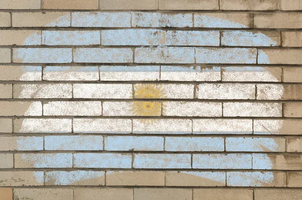 Flag of Argentina on grunge brick wall painted with chalk — Stock Photo, Image