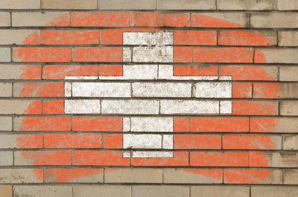 Schwitzerland 用粉笔绘的 grunge 砖墙壁上的国旗 — 图库照片