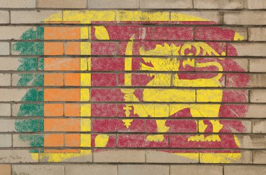 Flag of srilanka on grunge brick wall painted with chalk clipart