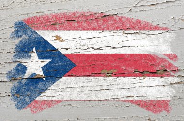 Flag of puertorico on grunge wooden texture painted with chalk clipart