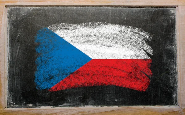 国旗捷克的黑板上用粉笔绘 — 图库照片