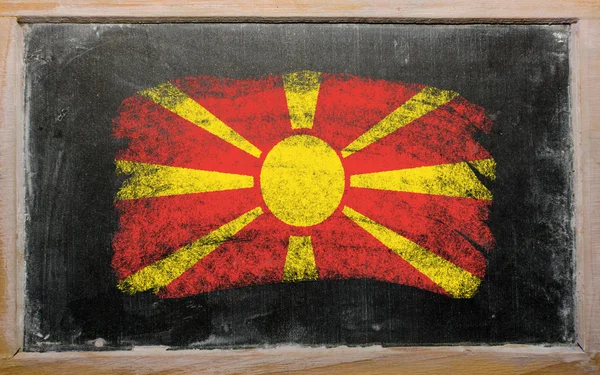 Flag of macedonia on blackboard painted with chalk — Stock Photo, Image