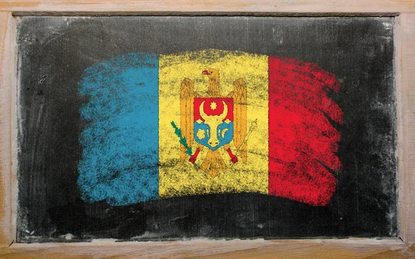 Flag of moldova on blackboard painted with chalk — Stock Photo, Image
