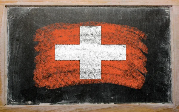Flag of schwitzerland on blackboard painted with chalk — Stok Foto