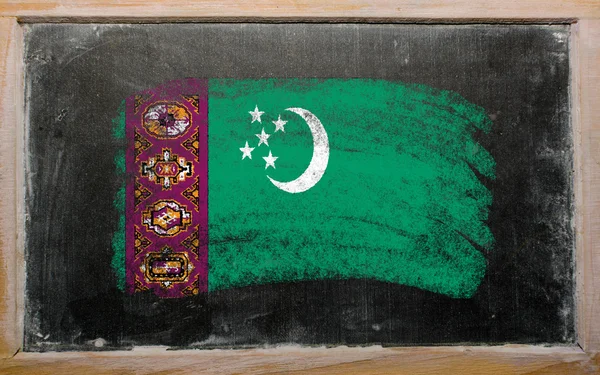 Flag of turkmenistan on blackboard painted with chalk — Stock Photo, Image