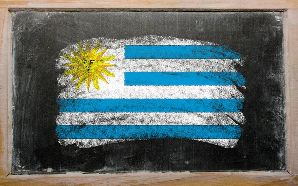 Flag of uruguay on blackboard painted with chalk — Stock Photo, Image