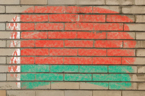チョークで描かれた不潔なれんが造りの壁にベラルーシの旗 — ストック写真