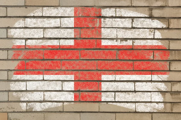 Vlajka Anglie na grunge cihlové zdi namalované křídou — Stock fotografie