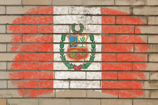 Flaga na mur z cegły ilustracja malowane z kredy — Zdjęcie stockowe