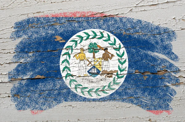 Tebeşir ile boyalı ahşap doku Belize bayrağı — Stok fotoğraf