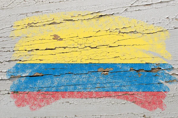 Flaggan av columbia på grunge trä textur målade med krita — Stockfoto