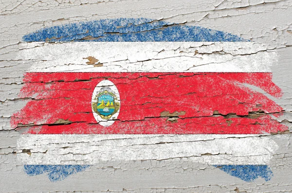 Flagge von Costa Rica auf Grunge-Holzstruktur mit Kreide bemalt — Stockfoto