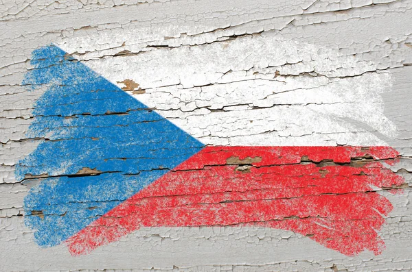 Flag of czech on grunge wooden texture painted with chalk — Stock Photo, Image