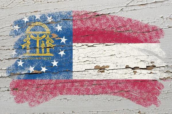 Flaga stanowa Georgii na grunge tekstur drewniane malowane z kredy — Zdjęcie stockowe