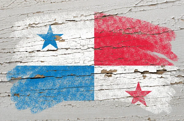 Flag of panama on grunge wooden texture painted with chalk — Stock Photo, Image
