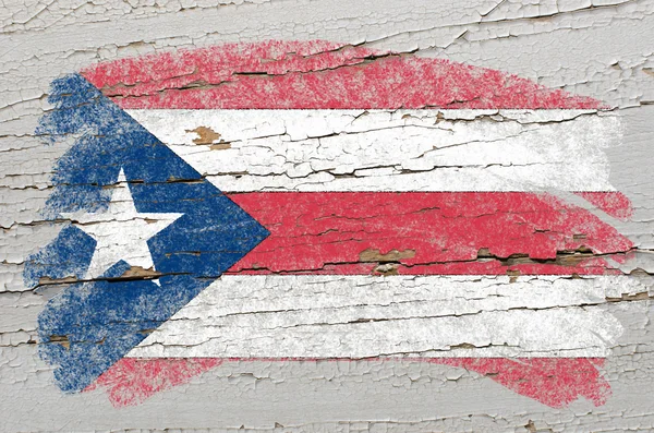 Flag of puertorico on grunge wooden texture painted with chalk — Stock Photo, Image