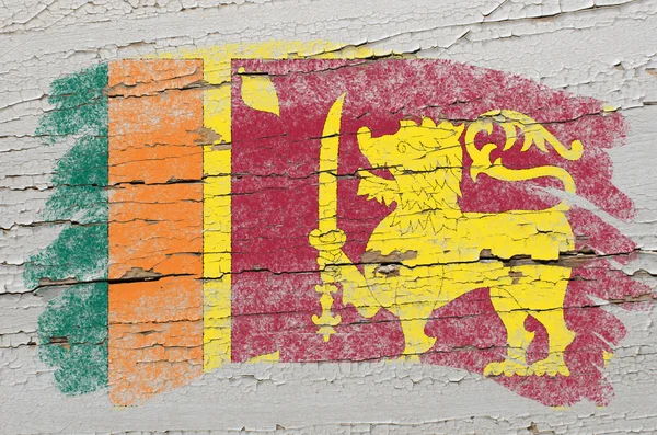 チョークで描かれたグランジ木製テクスチャにスリランカの国旗 — ストック写真