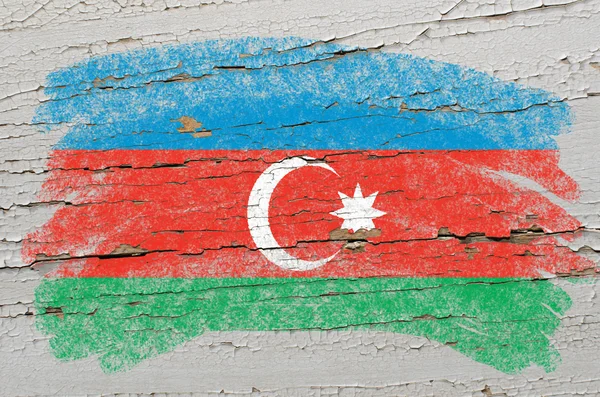 Fahne von Azerbaijan auf Grunge-Holzstruktur mit Kreide bemalt — Stockfoto