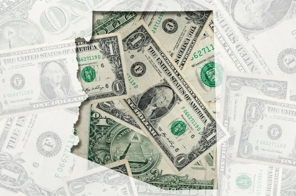 Mapa do contorno do Arizona com nota de dólar americano transparente — Fotografia de Stock