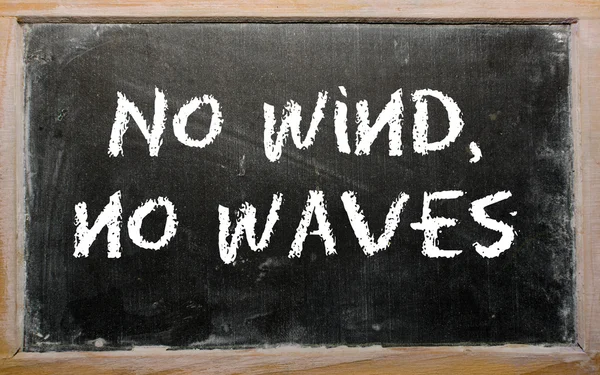 Proverb "No wind, no waves" written on a blackboard — Stock Photo, Image