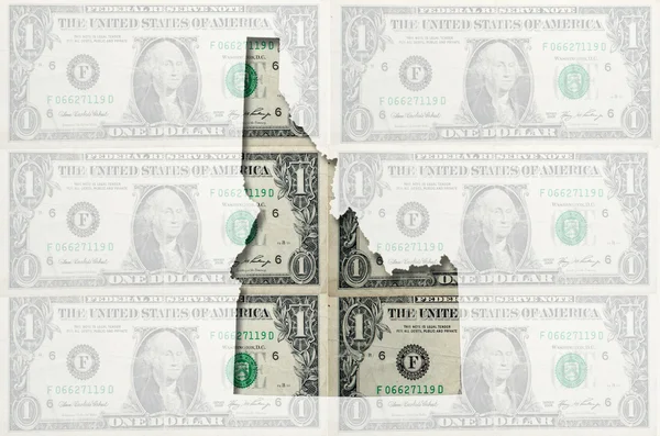 Umrisskarte von Idaho mit transparenten amerikanischen Dollarnoten — Stockfoto