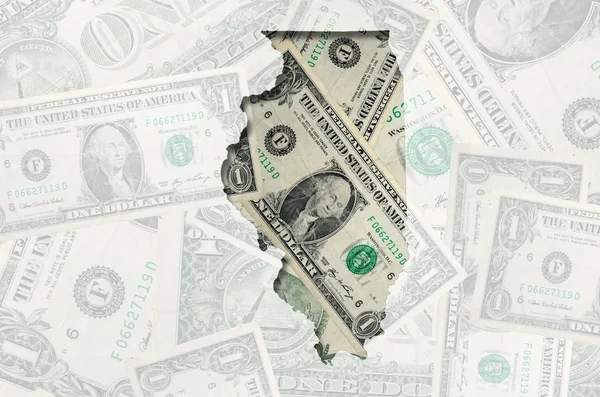 Kort over Illinois med transparent amerikansk dollar banknot - Stock-foto