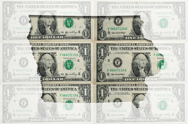 Obrys mapu z Iowy s transparentní americké dolarové bankovky i — Stock fotografie