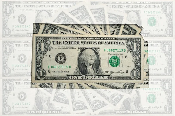 与透明美国港元钞票的堪萨斯大纲地图 — 图库照片