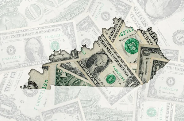 Карта Кентукки с прозрачным американским долларом — стоковое фото