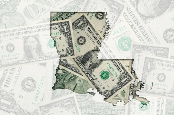 Mapa de Luisiana con dólar americano transparente banknot —  Fotos de Stock