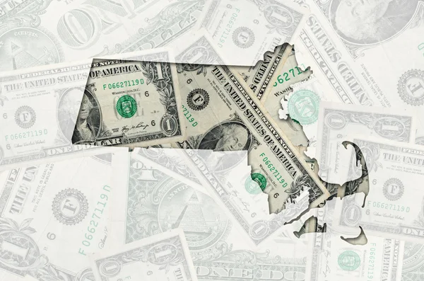 Περίγραμμα της Μασαχουσέτης με διαφανή αμερικανικό δολάριο ΒΑ — Φωτογραφία Αρχείου