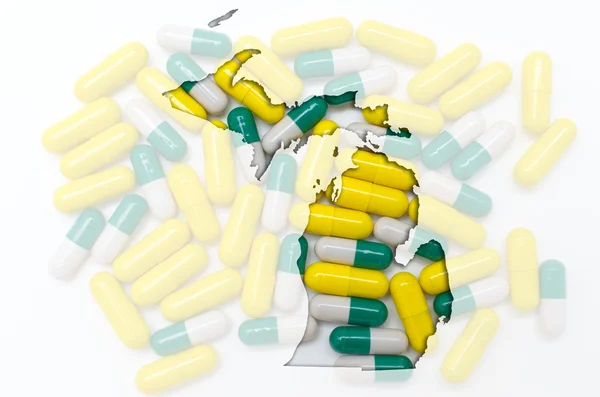 Kaart van het overzicht van michigan met transparante pillen op de achtergrond — Stockfoto