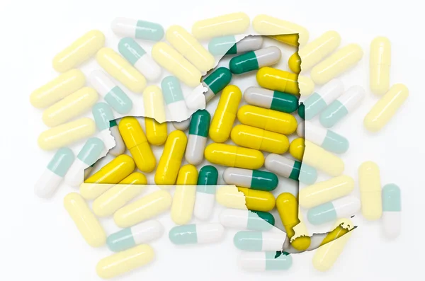 Konturkarta över new york med transparent piller i bakgrunden — Stockfoto