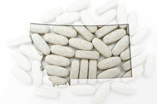Carte de Montana avec des pilules transparentes en arrière-plan — Photo