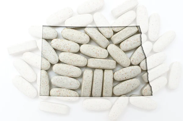 Περίγραμμα της Βόρειας Ντακότας με διαφανή χάπια σε την έκφραση — Φωτογραφία Αρχείου