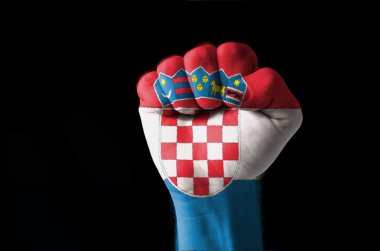 Fist painted in colors of croatia flag clipart