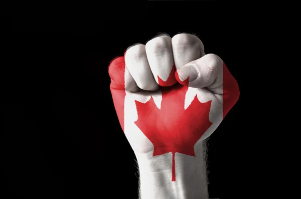 Poing peint aux couleurs du drapeau du Canada — Photo