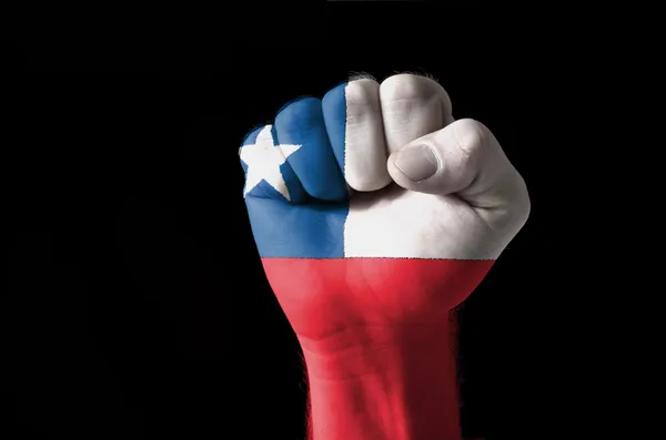 Şili bayrağı renklerde boyanmış yumruk — Stok fotoğraf